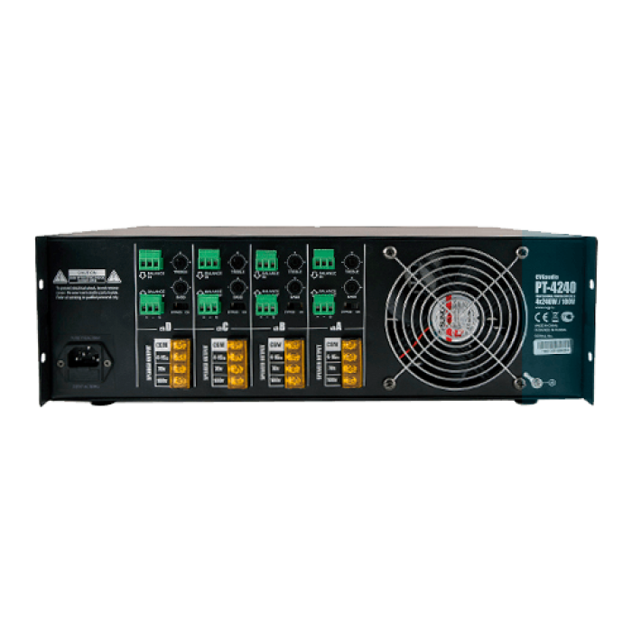 PT-4240 | 4-x канальный профессиональный усилитель мощности для 100V / 70V и 4-16ohm АС, 240W
