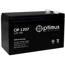 Optimus OP 1207. Аккумуляторная батарея 12В, 7 Ач