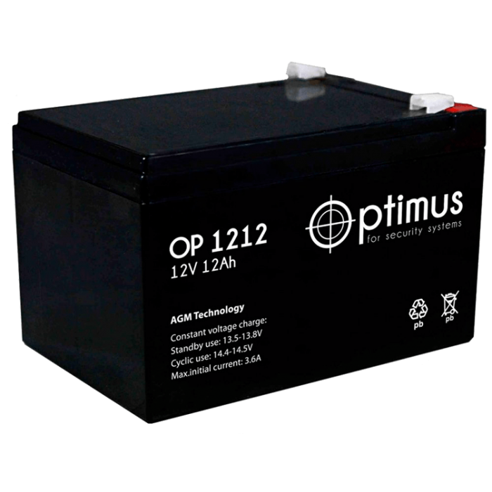 Optimus OP 1212. Аккумуляторная батарея 12В, 12 Ач