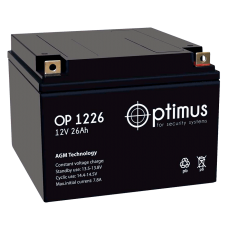 Optimus OP 1226. Аккумуляторная батарея 12В, 26 Ач